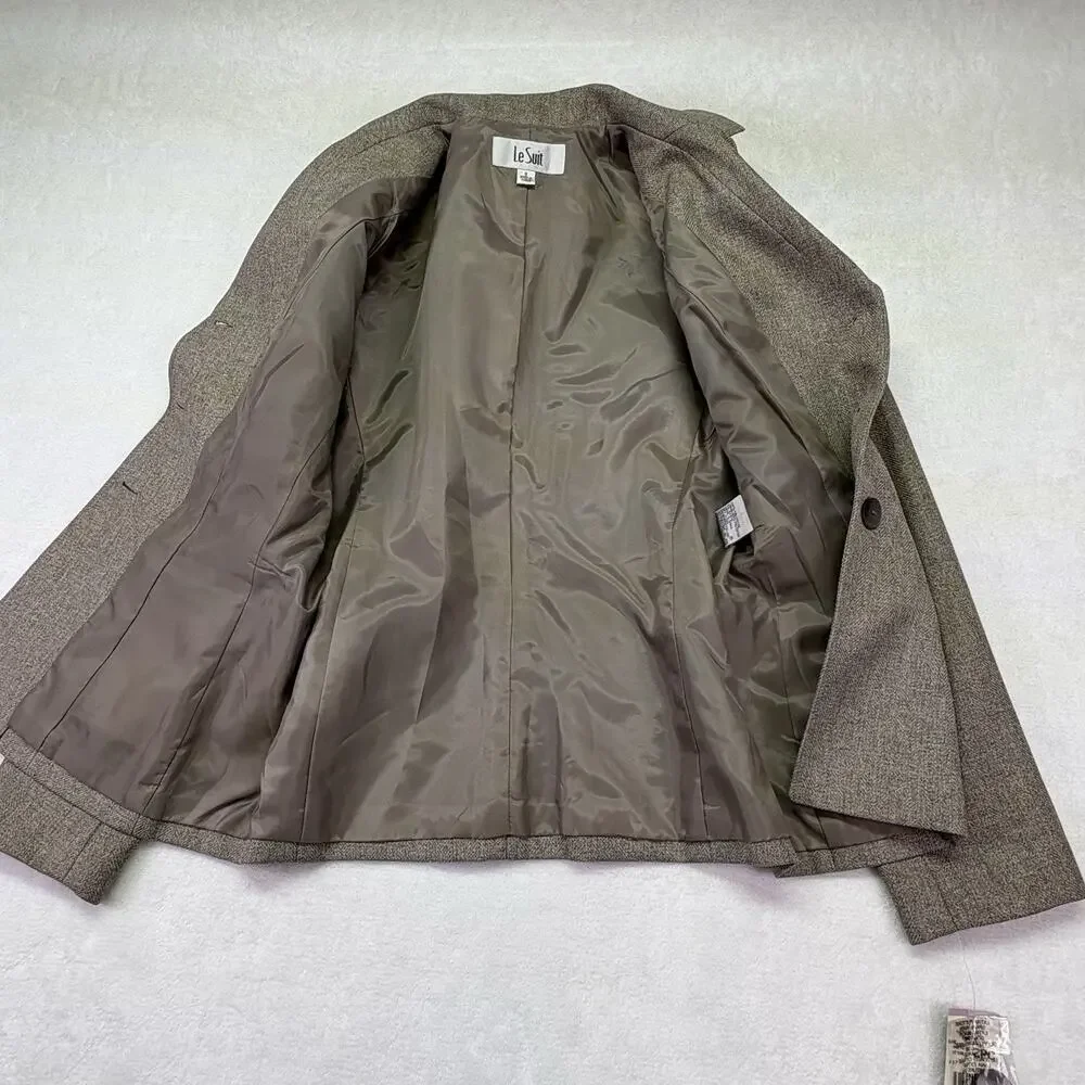 Le Suit Skirt Suit - Blazer Jacket & Skirt Brown Tweed NWT Size 6